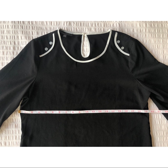 Spense Black Blouse with White and Button Details - Picture 10 of 14